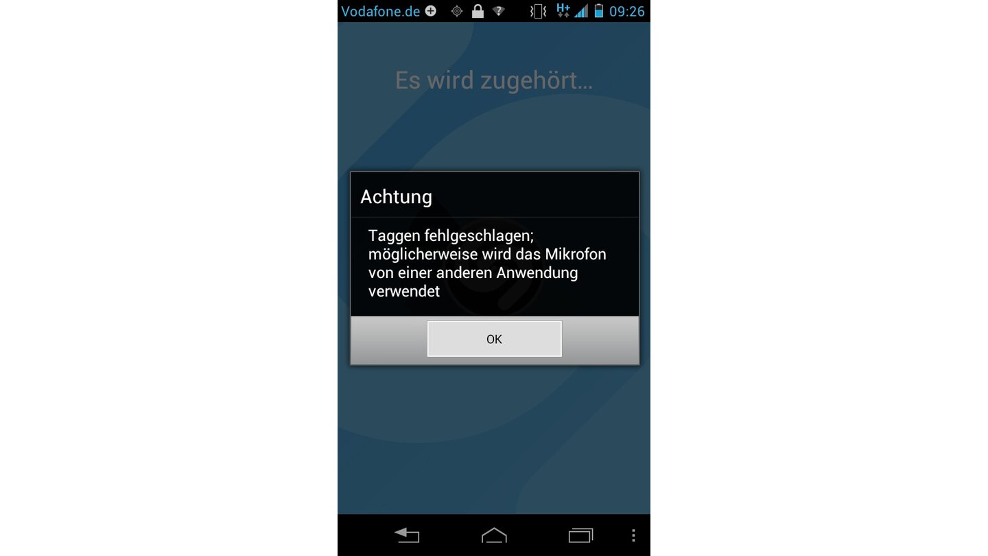 Android auf dem Razr i - Mikrofon-Fehler Shazam