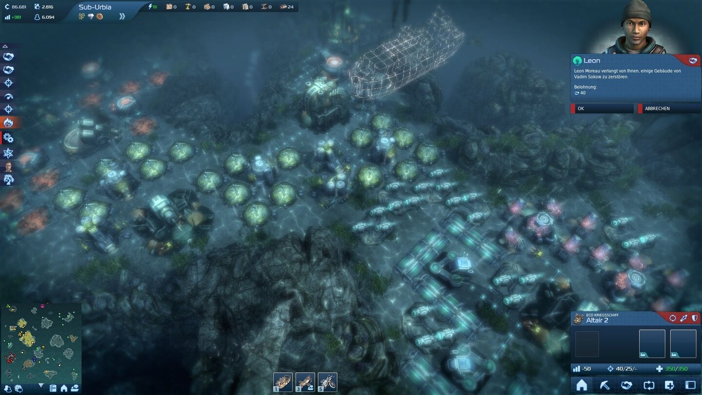 Anno 2070: Die TiefseeVöllig zugebaut: Due Unterwasser-Plateaus sind zwar größer, ...