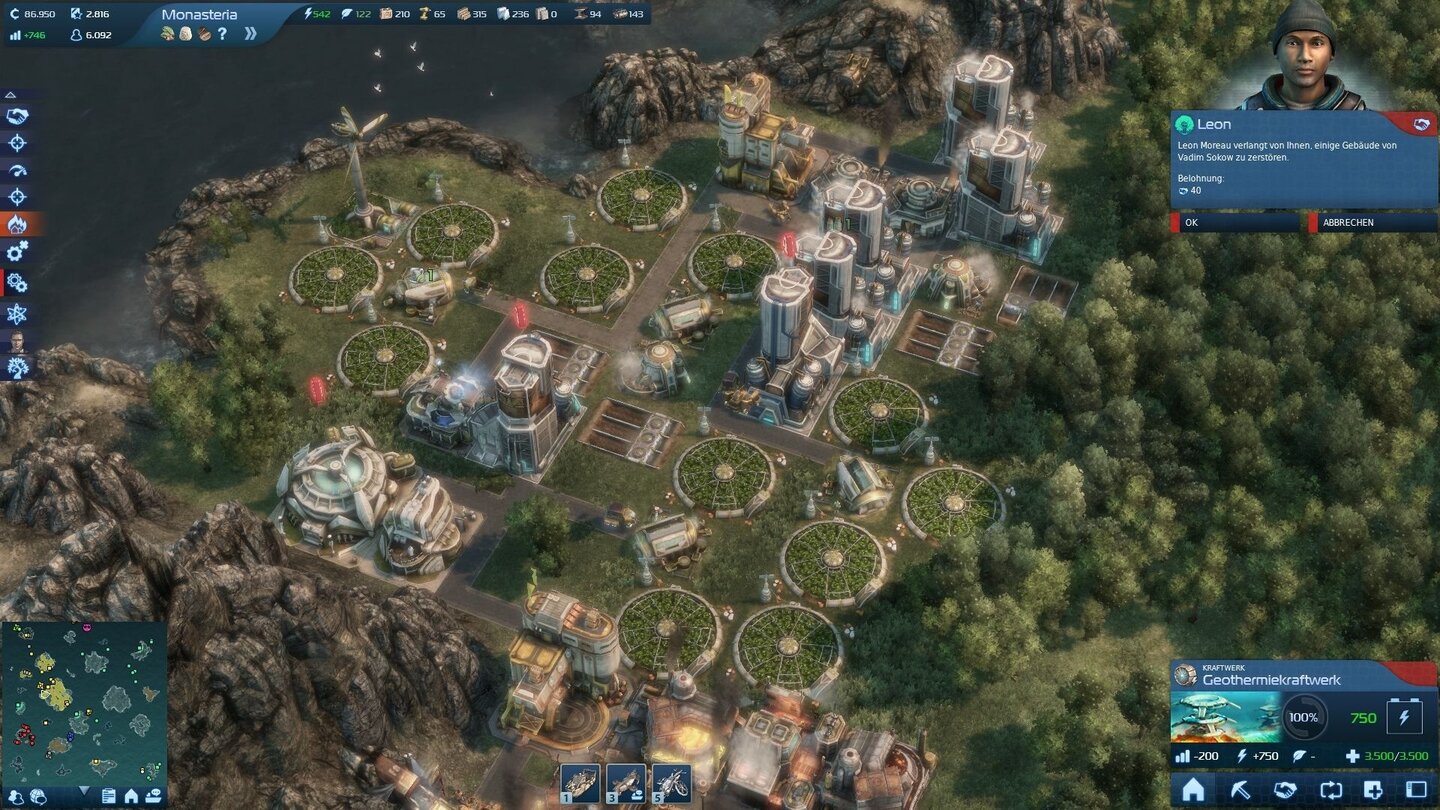 Anno 2070: Die TiefseeTypisch Anno: Wir haben gerade Material-Engpässe, gleichzeitig kommt ein Auftrag rein.