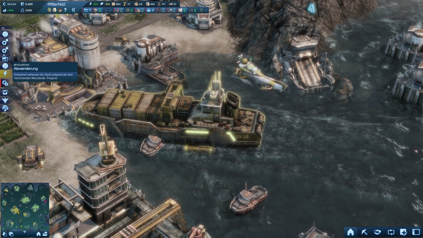 Anno 2070Immer das gleiche: Seit Jahren brettern die Schiffe einfach durcheinander durch.