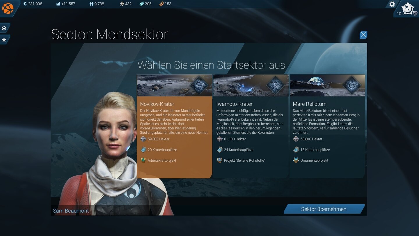 Anno 2205Beim ersten Erschließen einer neuen Region dürfen wir eins von drei unterschiedlichen und handgefertigten Gebieten wählen. Die anderen beiden können wir später aber noch hinzukaufen.