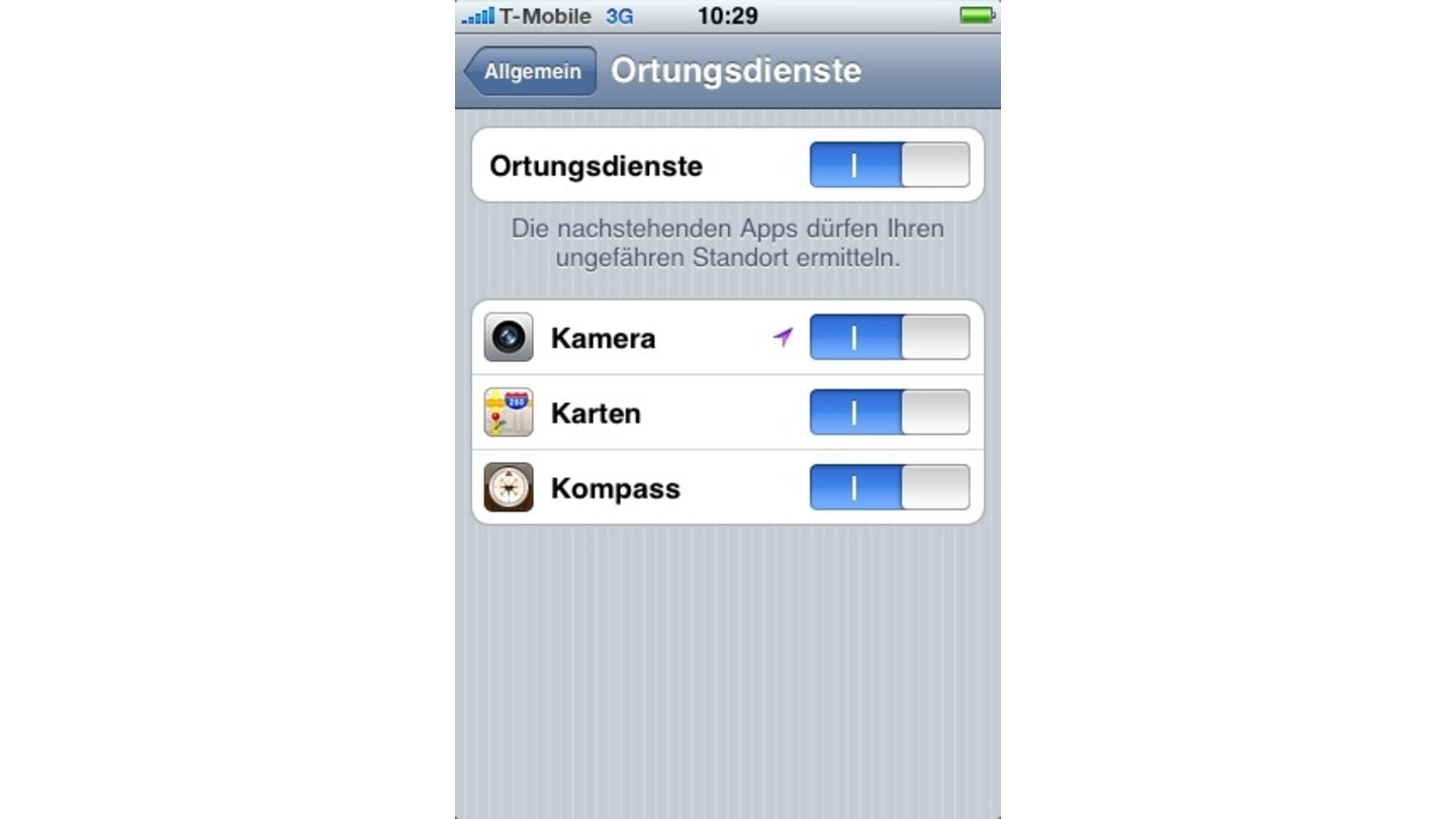 Apple iOS 4 Ortungsdienste