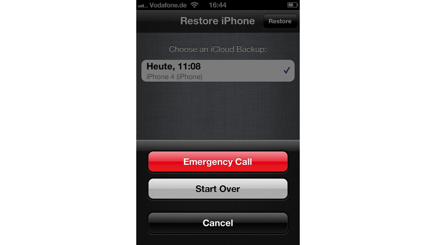 Ohne Backup-Einrichtung könnten Sie nur Notfallrufnummern wählen oder die Einrichtung von vorne starten.
