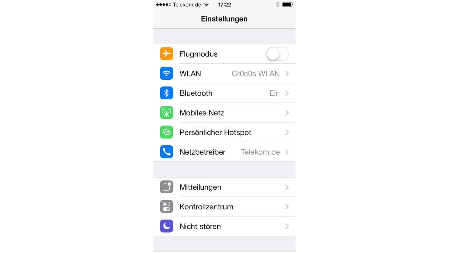 Apple iOS 7 Einstellungen