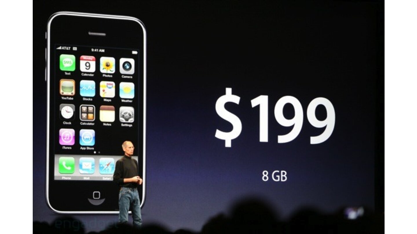 Mit einem Kampfpreis von 199 US-Dollar geht das 3G an den Start. Für das erste iPhone mit 8 GByte mussten anfangs nich 599 US-Dollar zahlen.