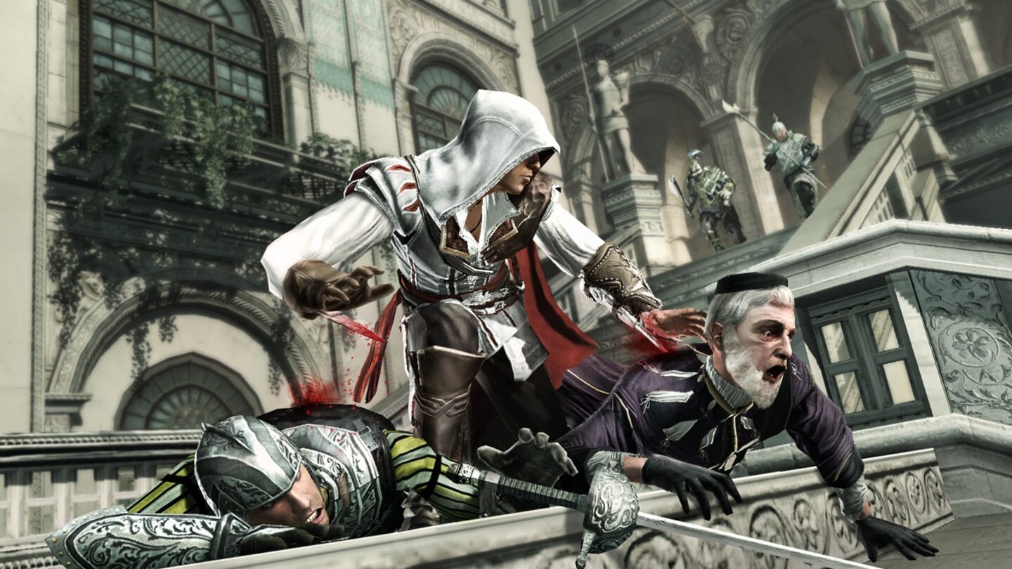 Assassin’s Creed 2 (2009)Okay, eigentlich wollen wir gar nicht allzu viele Fortsetzungen in diese Liste aufnehmen. Doch das zweite Assassin’s Creed ist das mit Abstand wichtigste, weil es Ubisofts Open-World-Formel endgültig etabliert.
