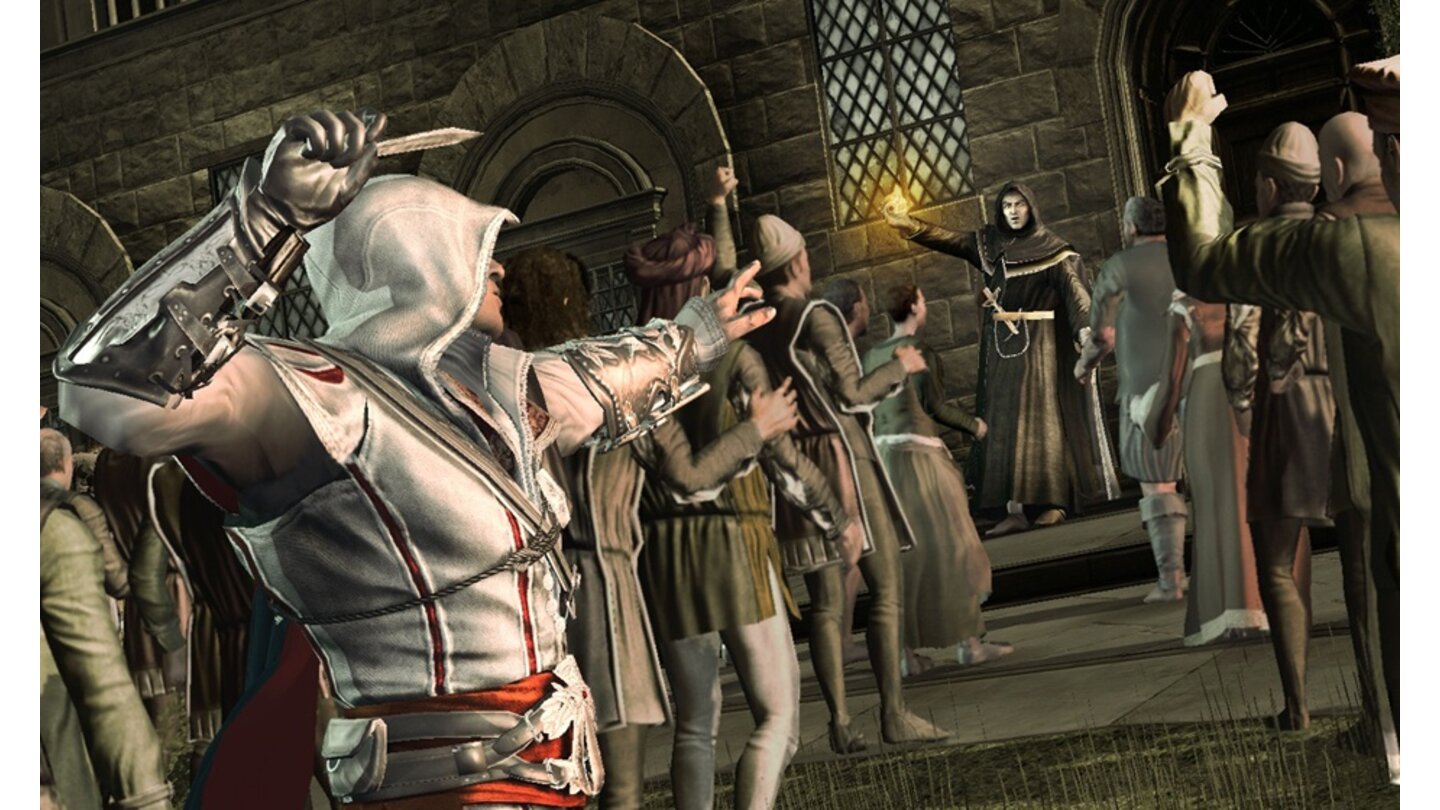 Assassin's Creed 2In der Fortsetzung der Meuchelmörder-Mär schlüpfen Sie in die Rolle des jungen Edelmanns Ezio Auditore da Firenze und decken im Italien des 15. Jahrhunderts eine Verschwörung um Ezios Familie auf. Vor allem in Sachen Missionsdesign und der Art, wie das Spiel seine Geschichte erzählt, hat Assassin’s Creed 2 enorm zugelegt. Spielwelt, Atmosphäre und Grafik sind abermals auf hohem Niveau.