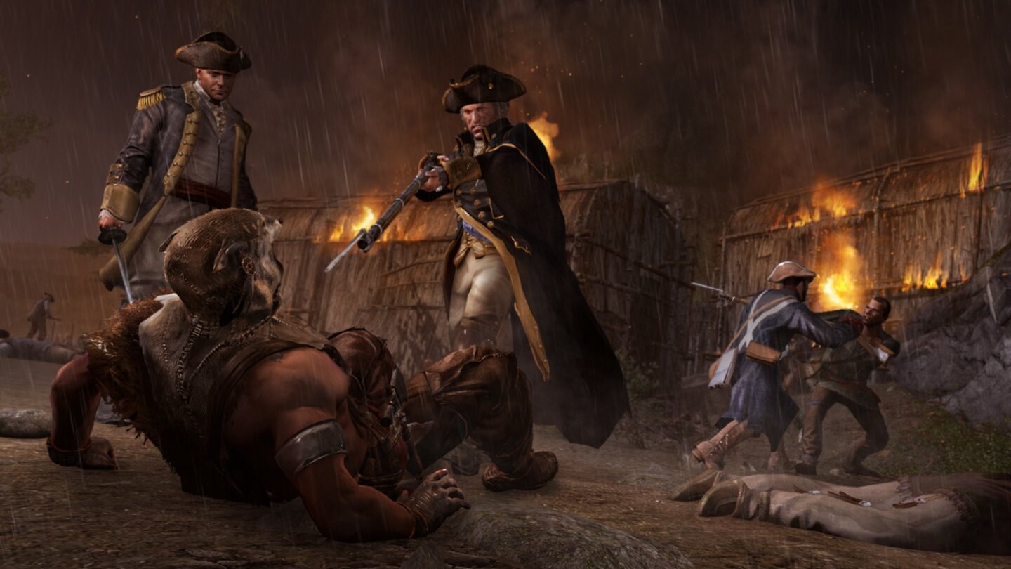 Assassin's Creed 3: Die Tyrannei des Königs WashingtonIn der ersten Episode lernen wir den verrückten George Washington kennen und hassen. Die Atmosphäre ist von der ersten Minute an stimmig.