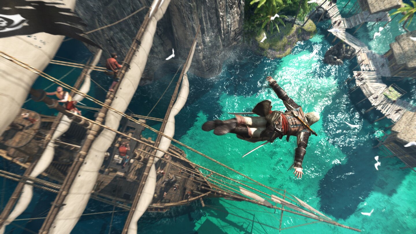 Assassin's Creed 4: Black FlagKenway kann diesmal sogar tauchen, allerdings nicht überall, sondern nur dort, wo Schätze zu finden sind.