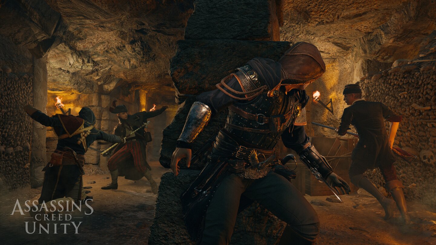 Assassin's Creed UnityAußer der Oberwelt erkunden wir in Unity auch die Katakomben von Paris.