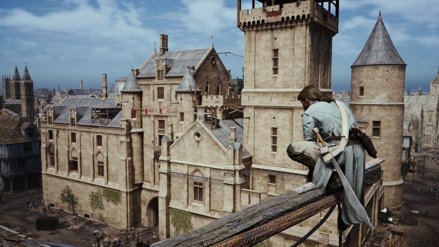 Assassin's Creed UnitySo beginnen die Attentatsmissionen: Wir belauern ein großes Missionsgebiet und müssen selbst herausfinden, wie wir hereinkommen, die Zielperson finden, sie abmurksen und dann fliehen.