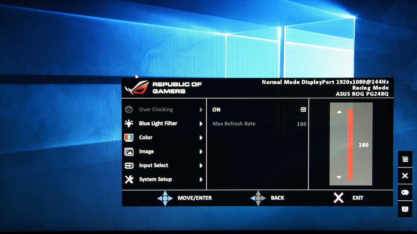 Asus ROG Swift PG248Q - Übertaktungs-Menü