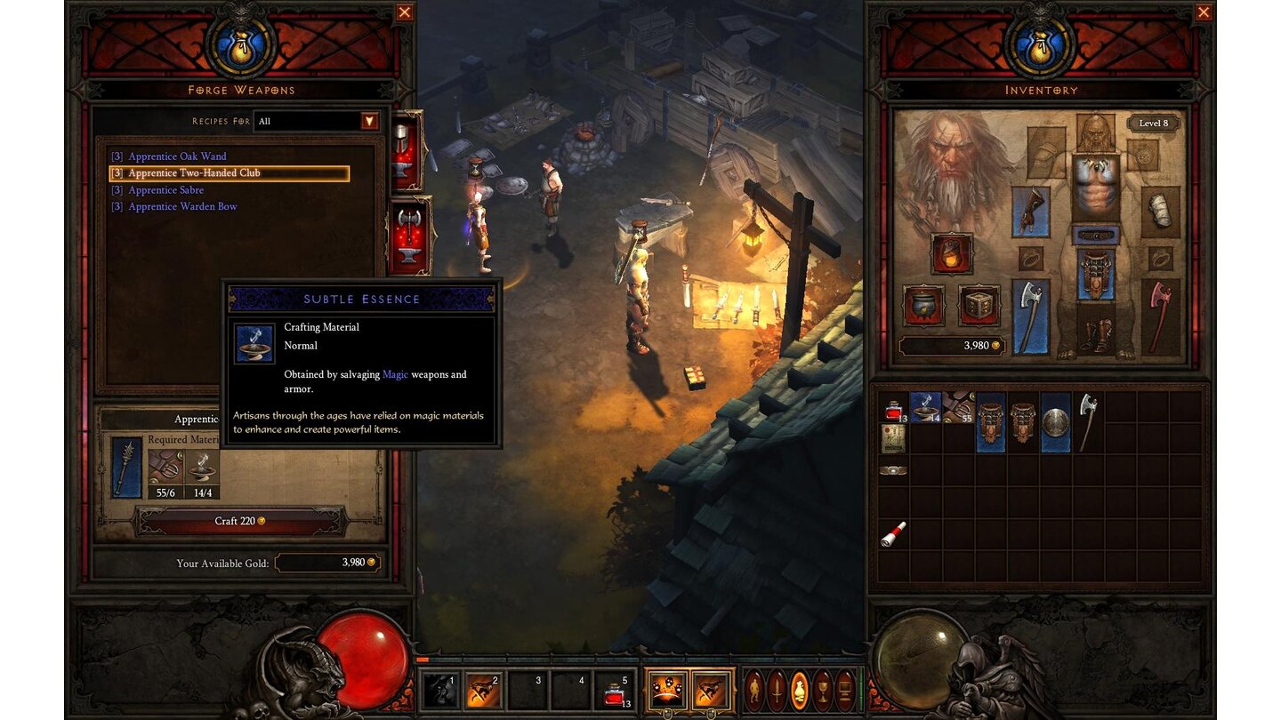Diablo 3 Beta-PlaythroughNeben Gold verlangt der Schmied für neue Gegenstände auch ausgewählte Materialien.
