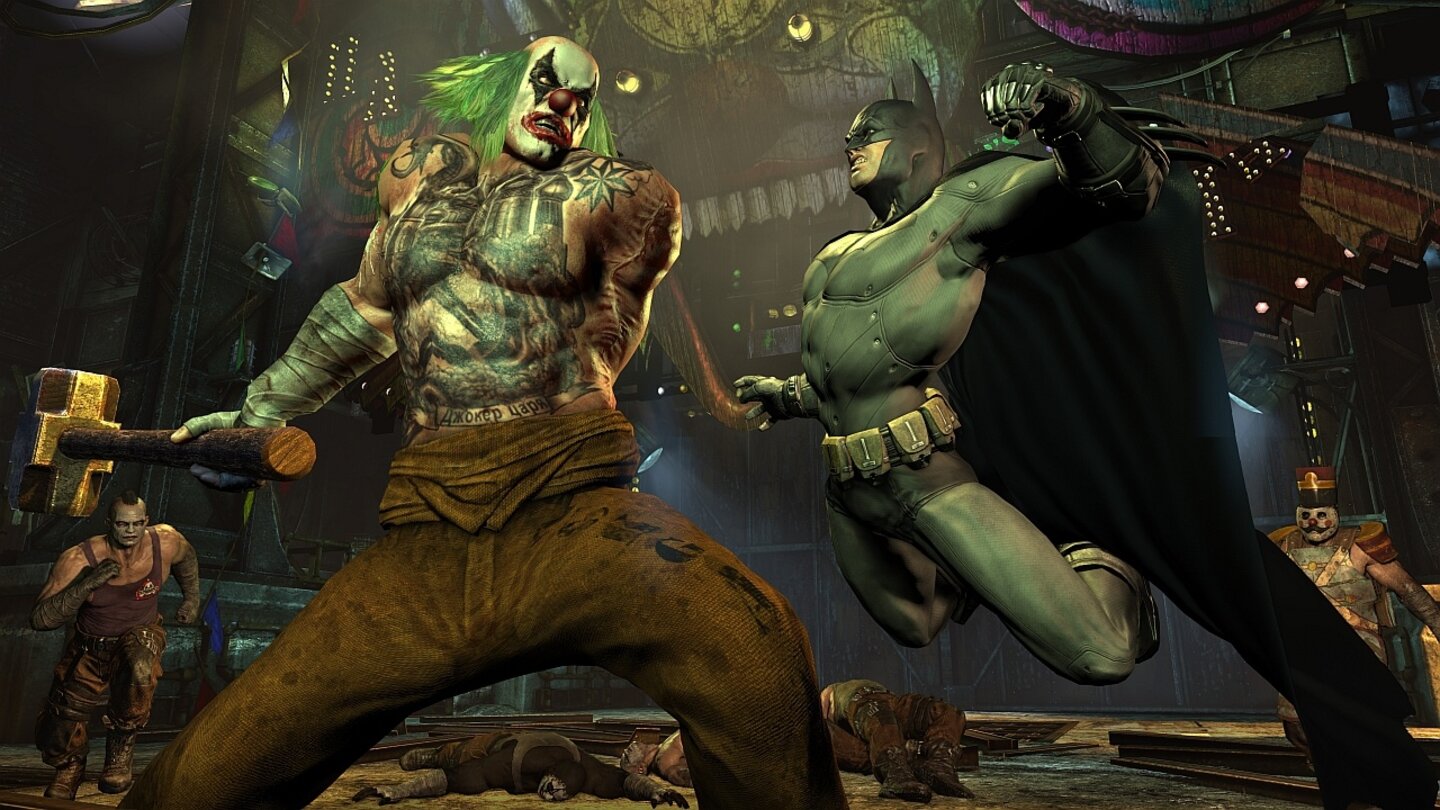 Batman: Arkham CityJokers Schergen bekommen auch in Arkham City ordentlich auf die Mütze.