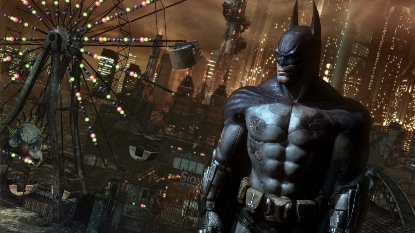 Batman: Arkham CityAuch ein Vergnügungspark bietet Arkham City. Vergnüglich wird's da aber sicher nicht.