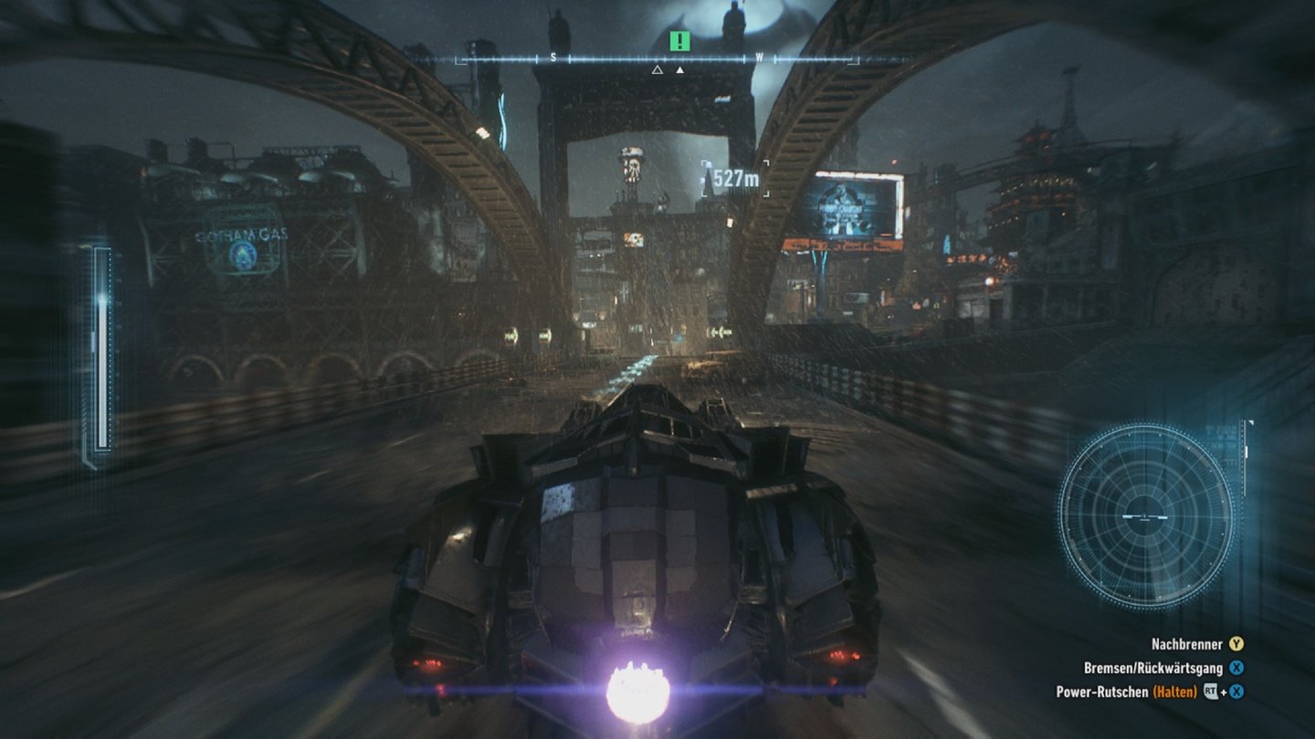 Batman: Arkham KnightDas Batmobil ist die große Neuerung bei Arkham Knight, braucht aber viel Eingewöhnungszeit.