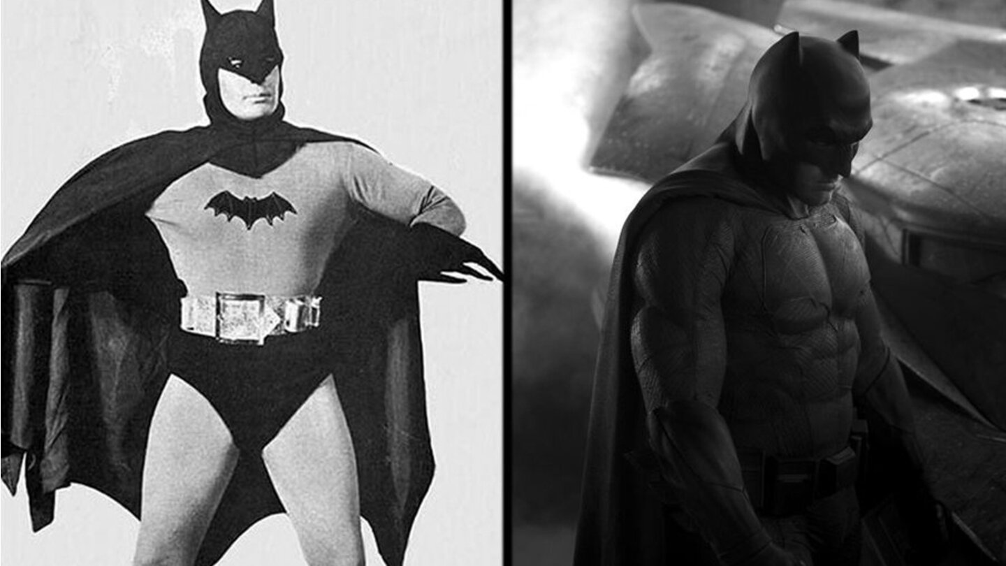 Batman
Lewis Wilson in Batman und Robin (1943) und Ben Affleck in Batman v Superman: Dawn of Justice (2016).
©Columbia Pictures / Warner