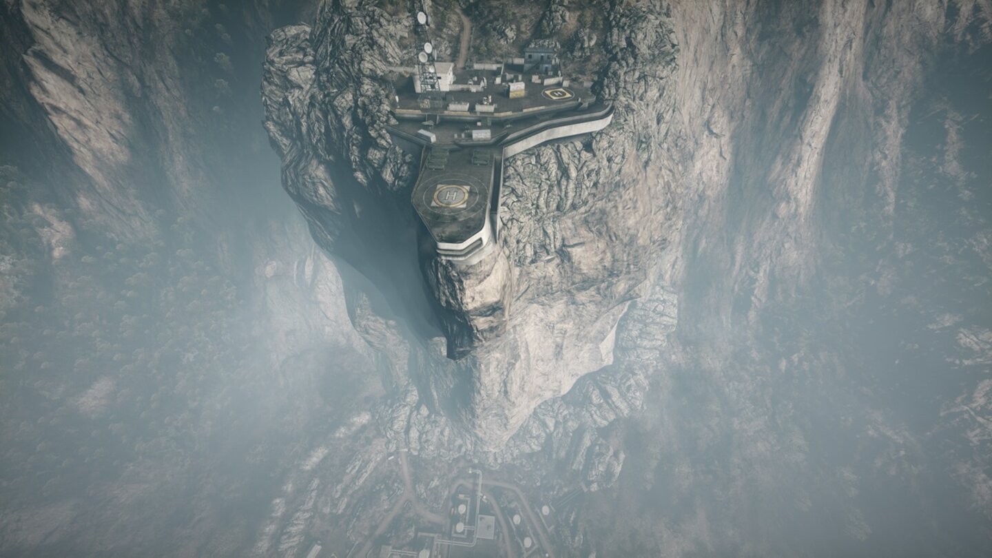 Battlefield 3Die Karte Damavand Peak bietet große Höhenunterschiede. Angreifer im Rush-Modus können 500 Meter in die Tiefe springen, um zum nächsten Gebiet vorzudringen.