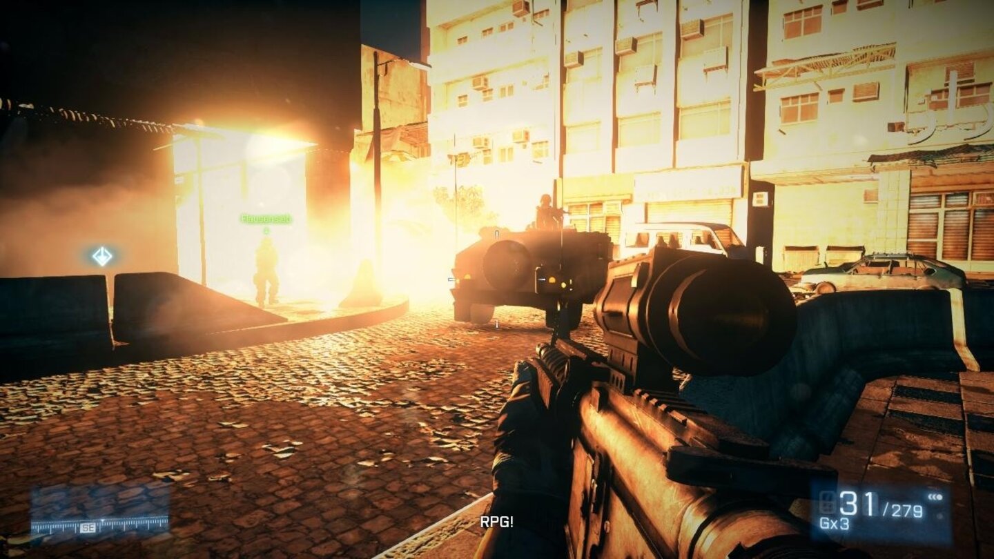 Battlefield 3 (2011)Entwickler DICE löst mit seiner neue Frostbite-2.0-Engine von Battlefield 3 die vier Jahre alte Grafikreferenz Crysis ab. Auf DirectX 9.0 wird keine Rücksicht mehr genommen, was sich vor allem bei der glaubwürdigen Beleuchtung bemerkbar macht.