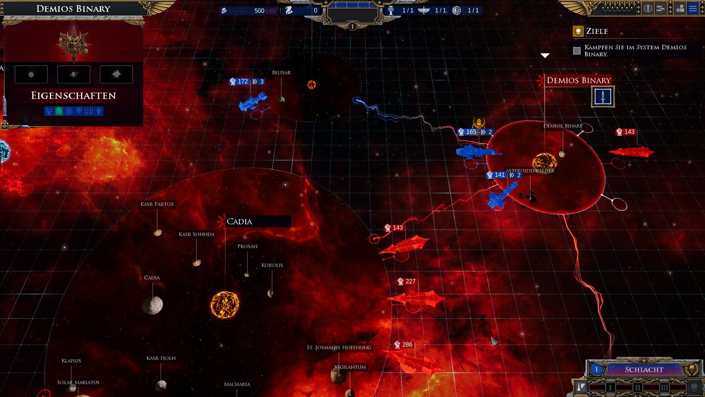 Battlefleet Gothic: Armada 2 - Noch sieht die Sektorkarte für Admiral Spire richtig finster aus, das Chaos dominiert.