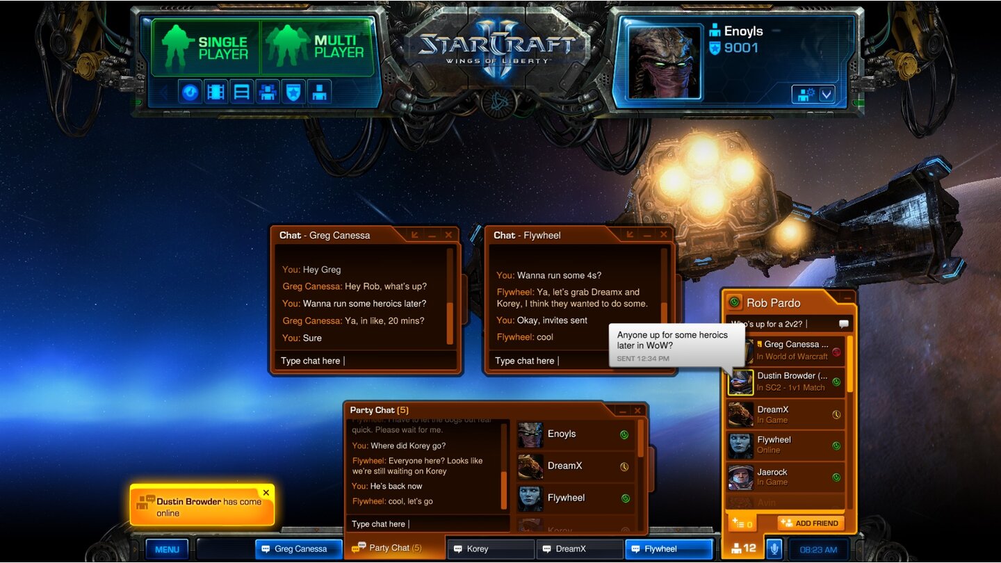 Battle.netMittels Real ID können Starcraft 2-Spieler auch mit WoWlern chatten.