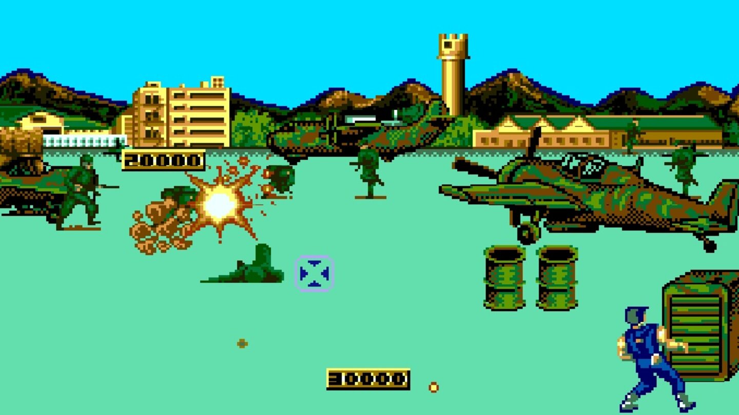 Cabal (1988)Cabal erscheint 1988 für den C64, Amiga, DOS und das NES und spielt wie Devastators in Pseudo-3D-Umgebungen, in denen wir allein oder zu zweit Gegner aus der Deckung heraus mit Schusswaffen und Granaten unter Beschuss nehmen.