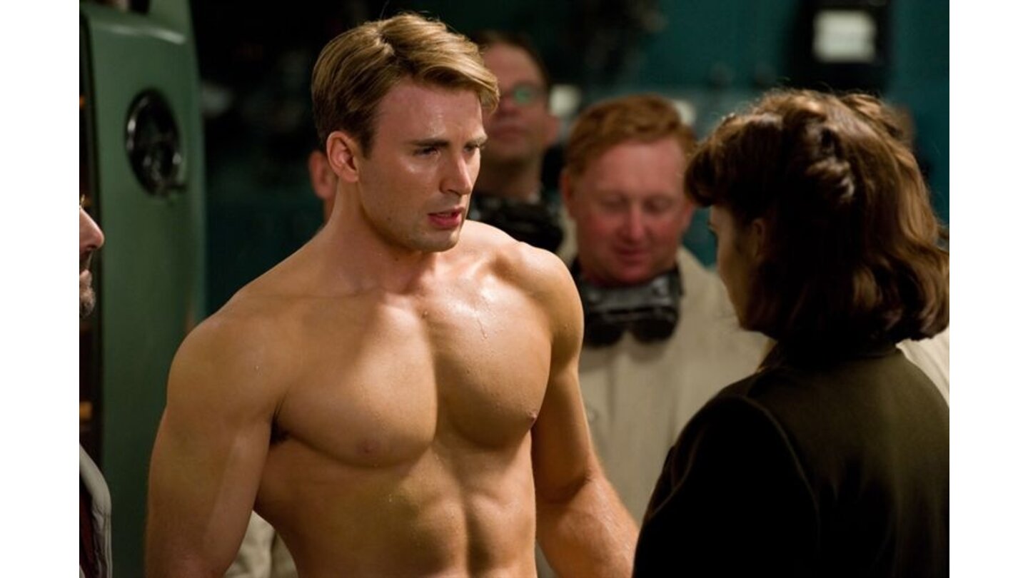 Captain America: The First Avenger 3DUm die Form eines perfekten Soldaten zu erreichen, trainierte der ohnehin schon fitte Darsteller Chris Evans nach Olympia-Programm.(Paramount Pictures Germany)