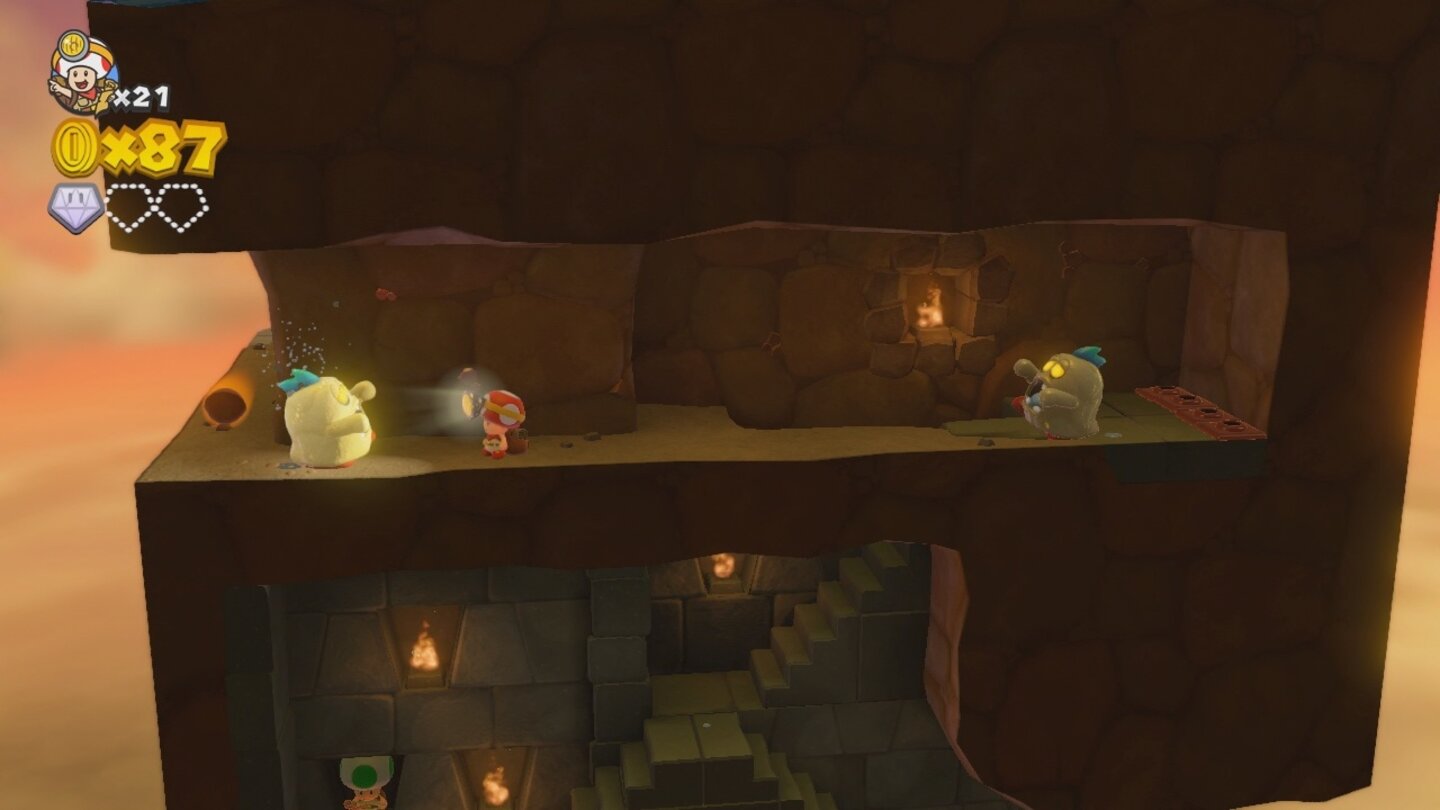 Captain Toad: Treasure TrackerDie Stirnlampe ist tatsächlich zu was Nutze, da einige Gegner allergisch auf Licht reagieren.