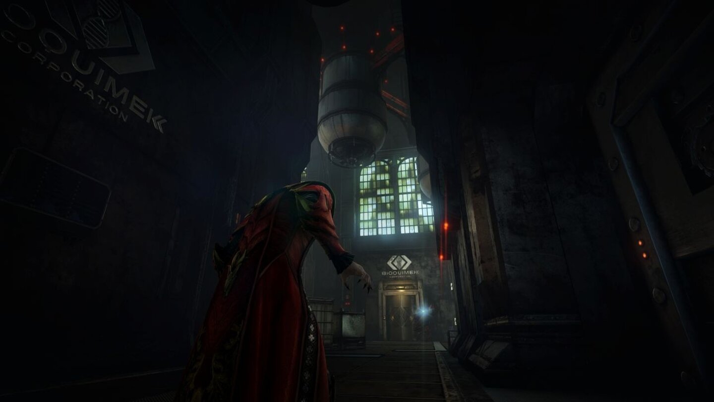 Castlevania: Lords of Shadow 2In der Bioquimek-Fabrik ist vorsichtiges Vorgehen angesagt. Entdecken uns die Wächter, haben wir so gut wie keine Überlebenschance.