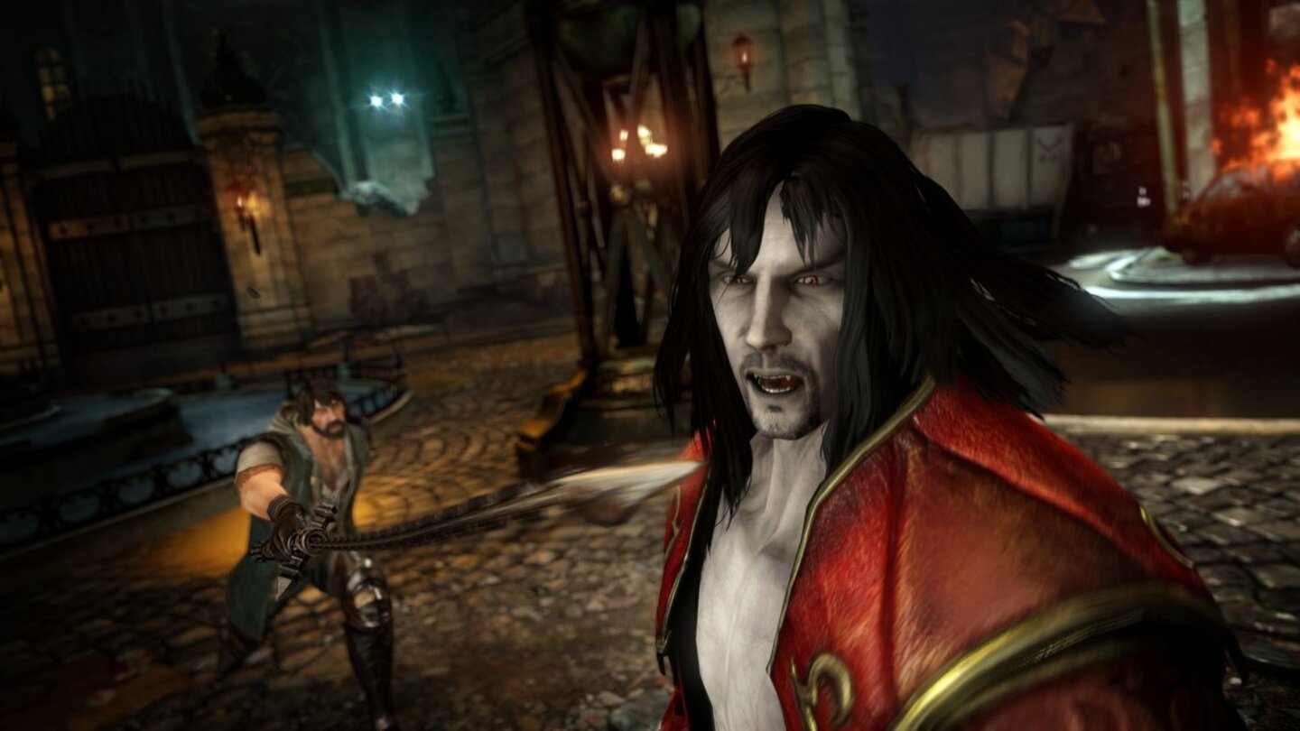 Castlevania: Lords of Shadow 2Der dunkle Fürst ist ein echtes Bewegungstalent. Hier weicht er im letzten Moment dem Hieb eines Kettenschwerts aus.