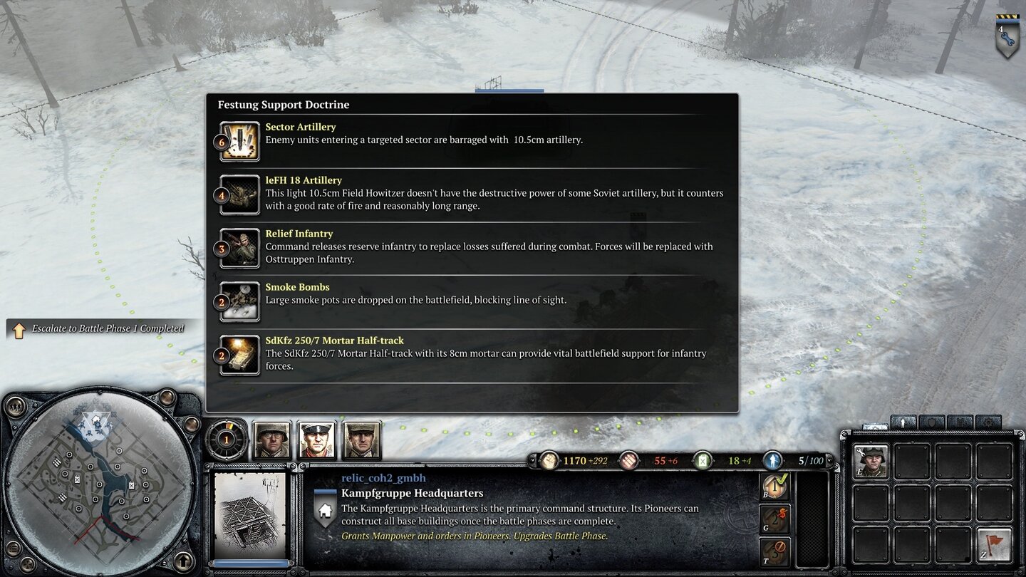 Company of Heroes 2Über diesen Festungs-Kommandanten können wir unter anderem ein Halbkettenfahrzeug mit Mörser auf der Ladefläche bekommen.