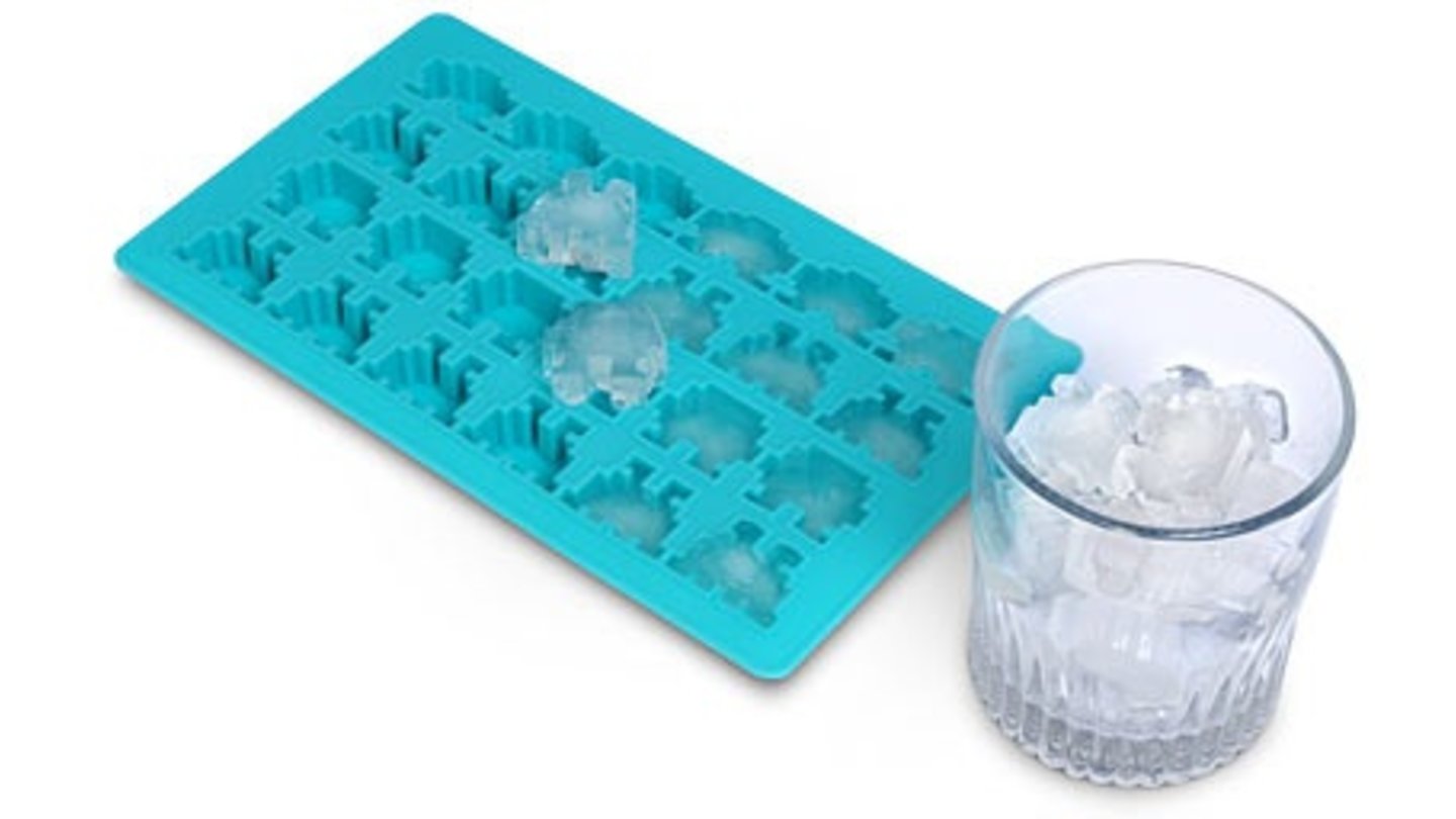 Die Eiswürfel-Form für Space-Invaders-Eiswürfel.