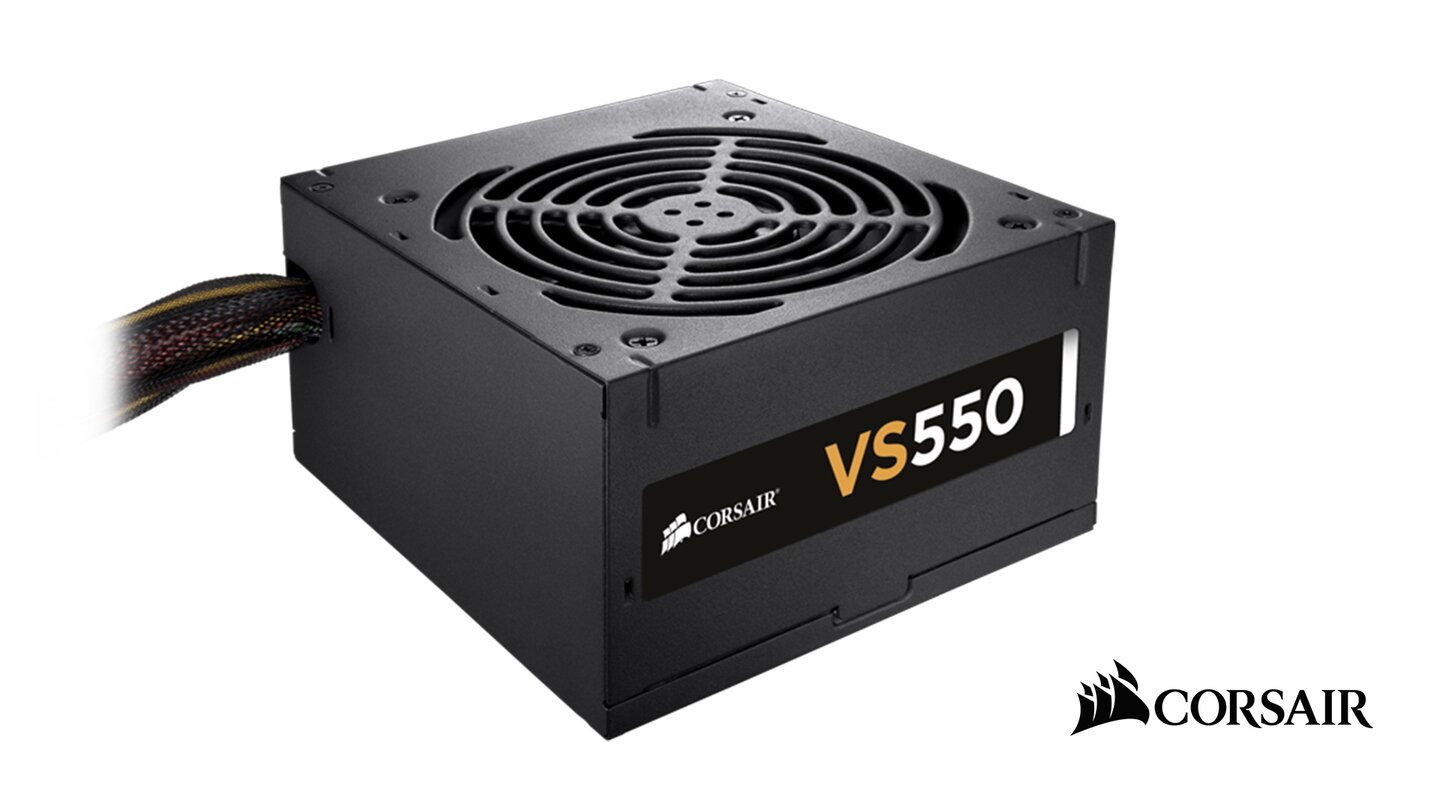 Wie Gehäuse und Kühler statt auch das Netzteil von Corsair. Mit seinen 550 Watt und 80PLUS-Effizienz macht das VS550 80+, was es soll – seinen Job.
