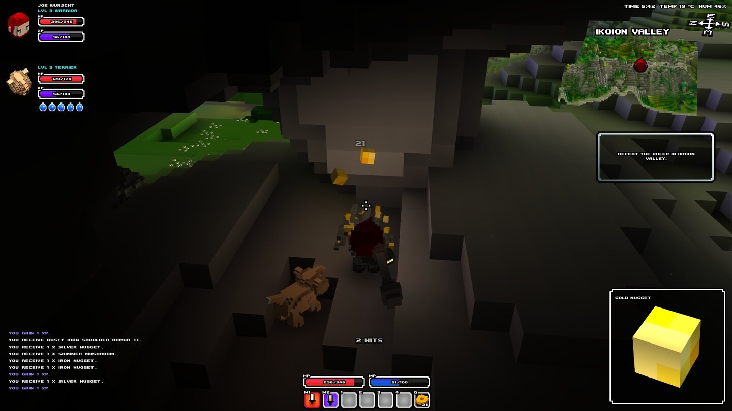 Cube WorldMinecraft-Light: In Höhlen finden wir zum Beispiel Gold- und Eisenvorkommen, die wir beim Schmieden verwenden können.