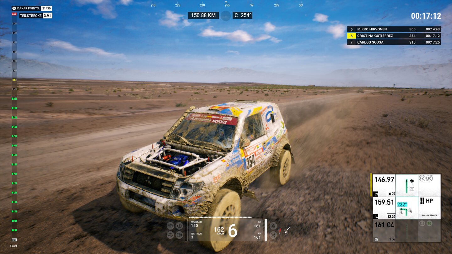 Dakar 18Das Schadensmodell von Dakar 18 beschränkt sich auf Kleinigkeiten wie eine kaputte Motorhaube oder Reifen, die an Druck verlieren.