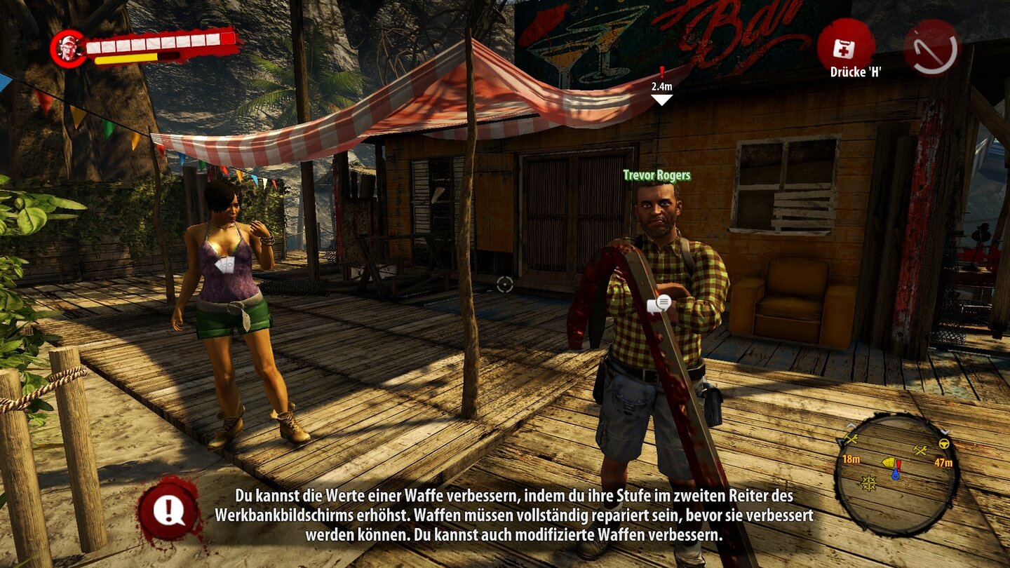 Dead Island: RiptideIm Basislager erhalten wir Quests und können Ausrüstung kaufen.