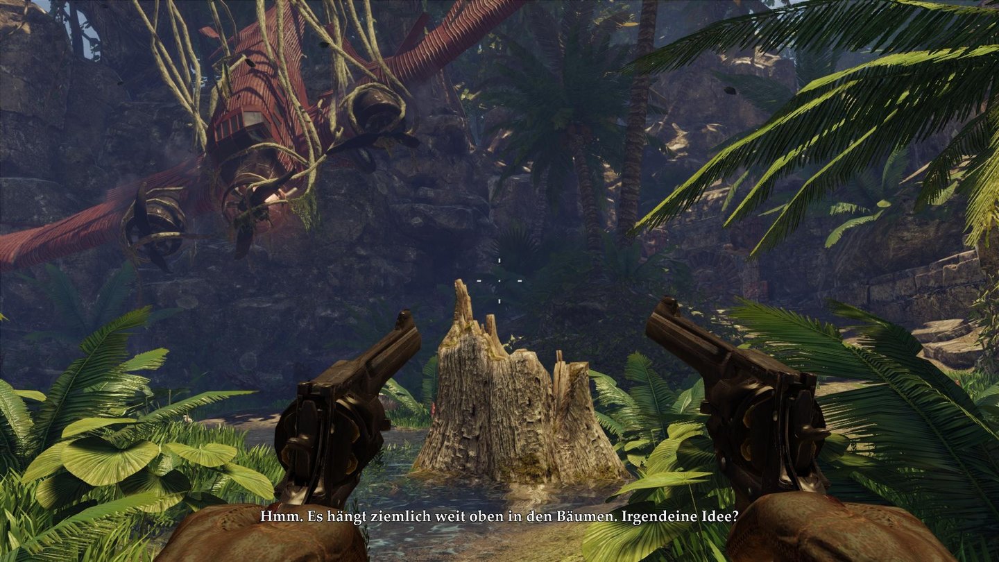 Deadfall AdventuresAb ungefähr der Mitte des Spiels bewegen wir uns ausschließlich durch einen Dschungel samt Tempelanlage. Anfangs noch hübsch anzusehen, wünscht man sich schnell die Abwechslung der ersten Hälfte zurück.