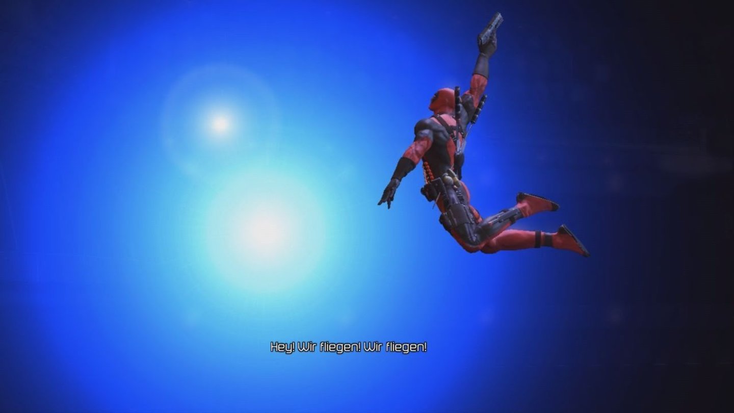Deadpool (Xbox 360)Dank seiner Gelenkigkeit und dem praktischen Wandsprung gelangt Deadpool auch an höhergelegene Orte.