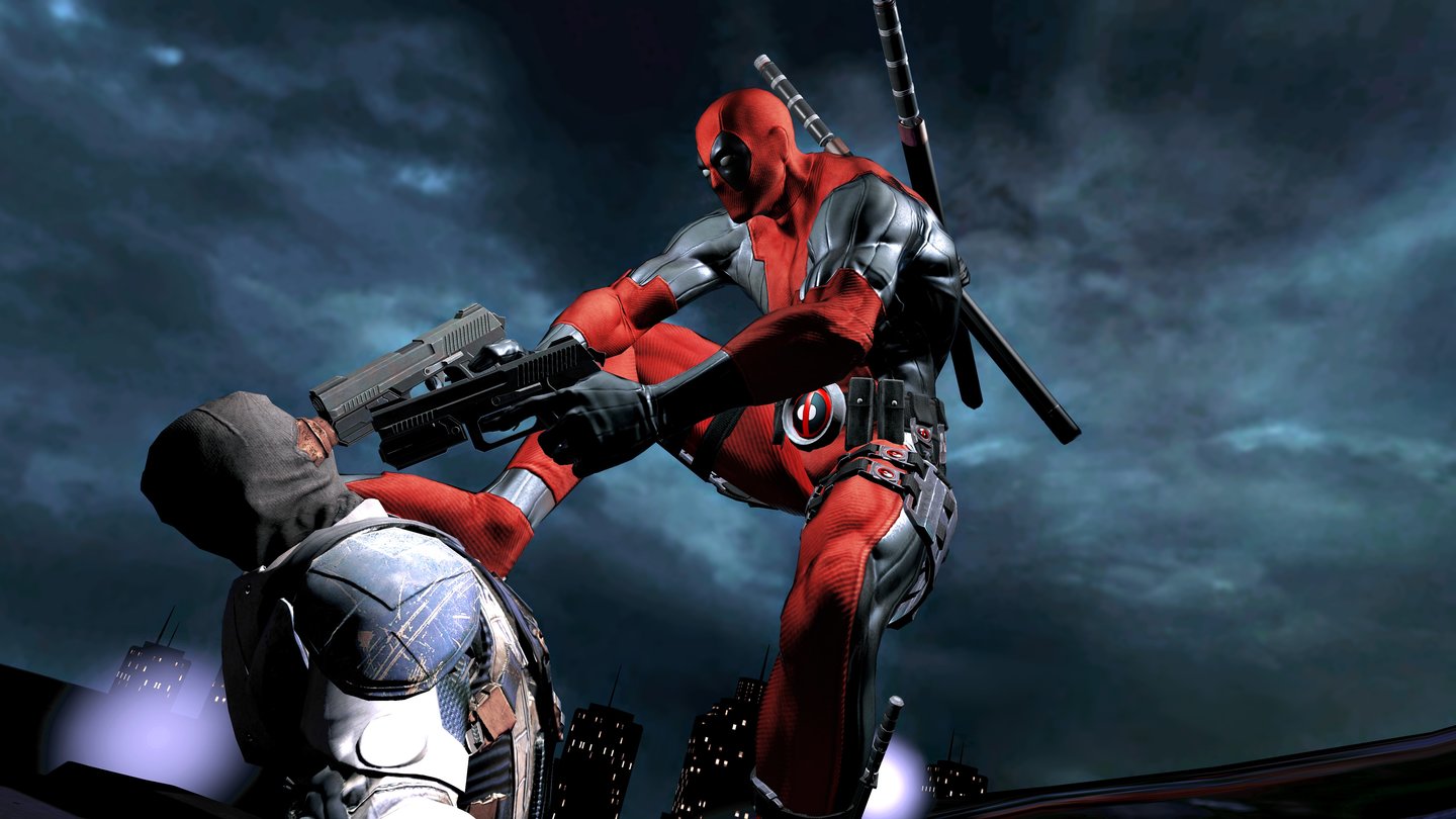 DeadpoolNeben Schwertern nutzt Deadpool auch seine Knarren, um Gegner zu erledigen.