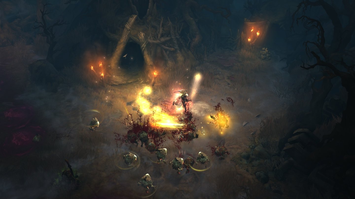 Diablo 3: Reaper of SoulsDie Blutmarschen machen ihrem Namen alle Ehre: Die zufällig zusammengesetzte offene Welt ist die zweite von drei neuen Zonen.