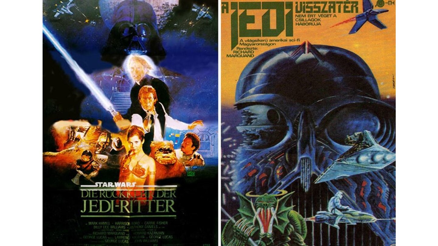 Die kuriosesten Filmposter aus aller Welt: Star Wars: Episode VI – Die Rückkehr der Jedi-Ritter (links: Deutschland; rechts: Ungarn)