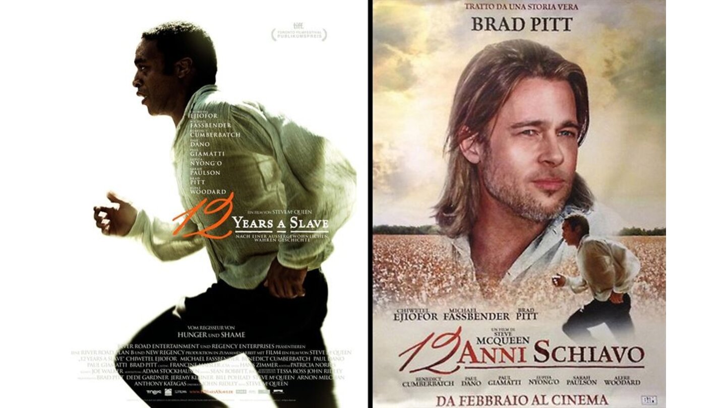Die kuriosesten Filmposter aus aller Welt: 12 Years a Slave (links: Deutschland; rechts: Italien)