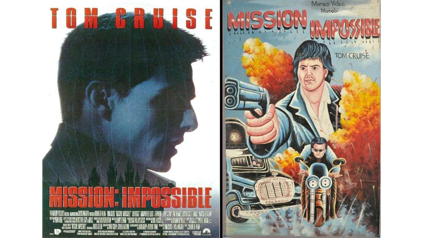 Die kuriosesten Filmposter aus aller Welt: Mission: Impossible (links: Deutschland; rechts: Ghana)