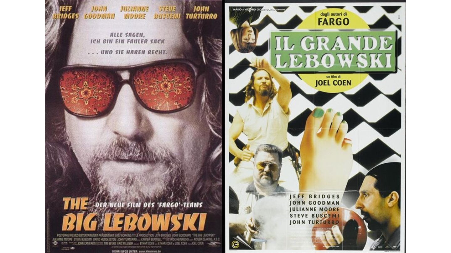 Die kuriosesten Filmposter aus aller Welt: The Big Lebowski (links: Deutschland; rechts: Italien)