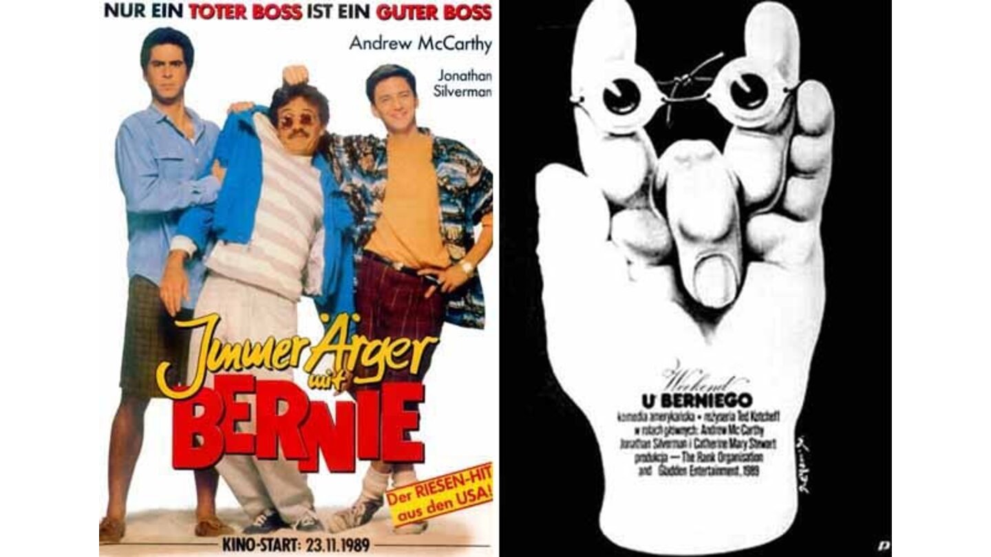 Die kuriosesten Filmposter aus aller Welt: Immer Ärger mit Bernie (links: Deutschland; rechts: Polen)