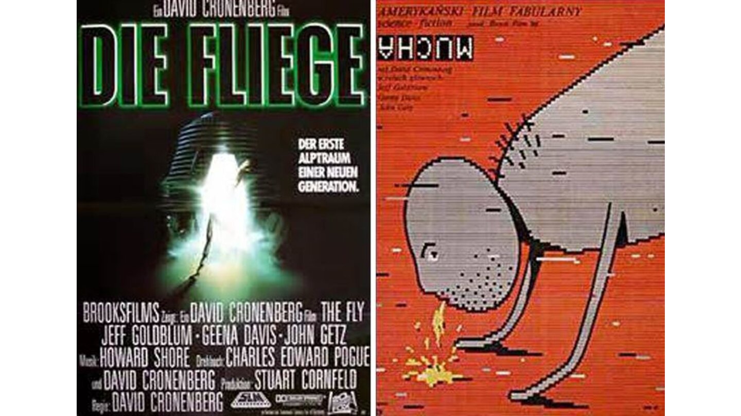 Die kuriosesten Filmposter aus aller Welt: Die Fliege (links: Deutschland; rechts: Polen)