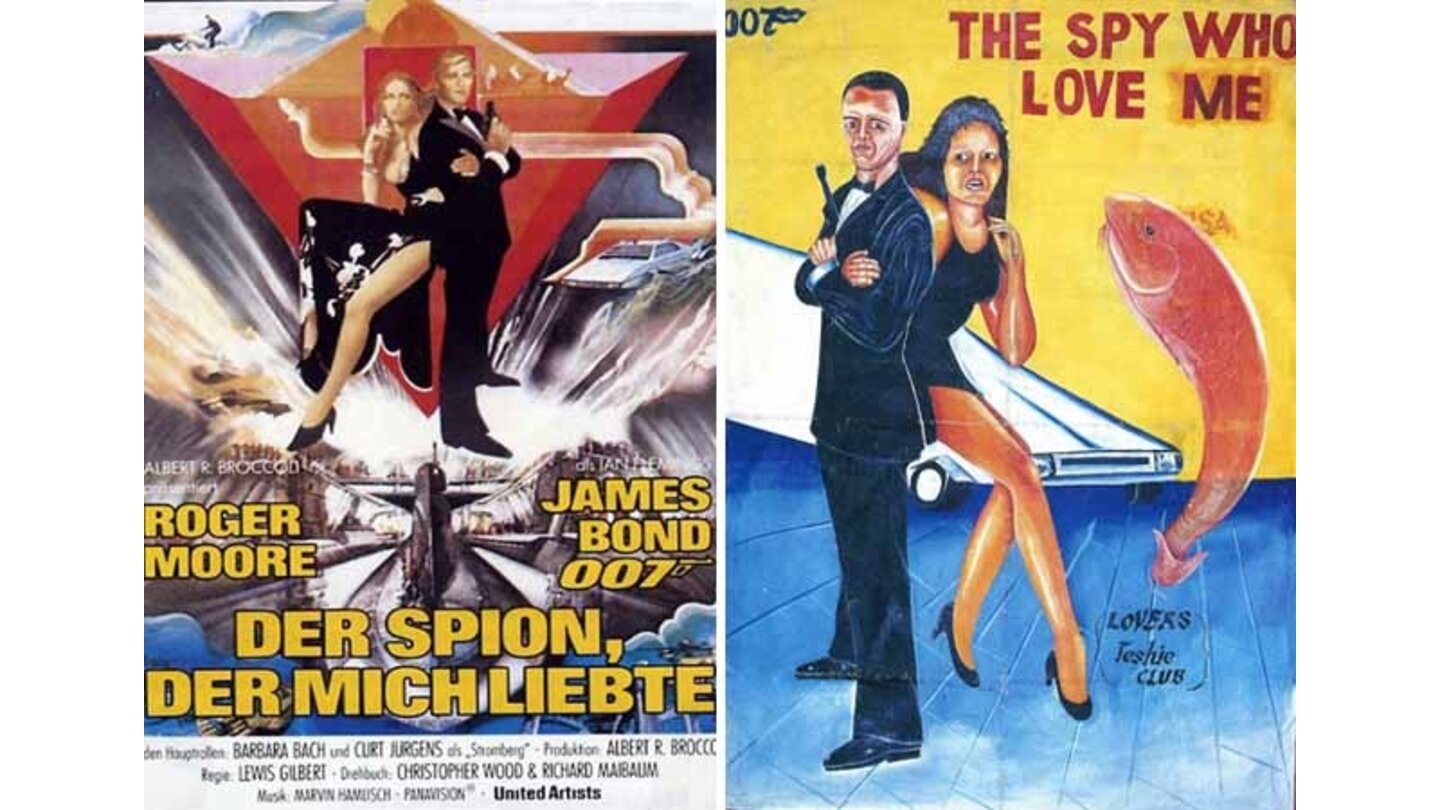 Die kuriosesten Filmposter aus aller Welt: James Bond 007 – Der Spion, der mich liebte (links: Deutschland; rechts: Ghana)