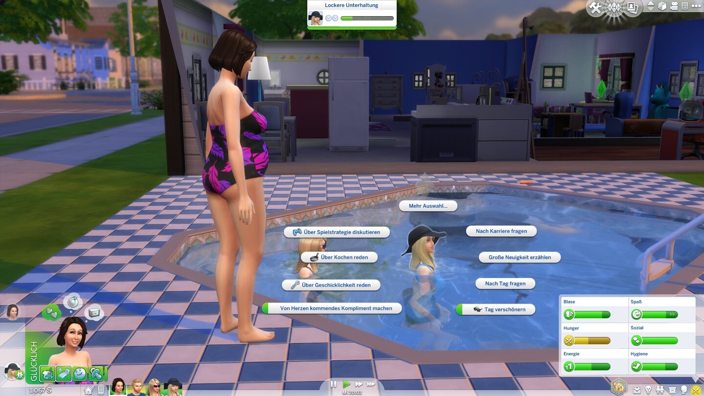 Die Sims 4Die Pools wurden recht schnell per Gratisupdate nachgereicht und verbessern die Laune drastisch. Vor allem, wenn man beim Planschen mit den Liebsten plaudert.