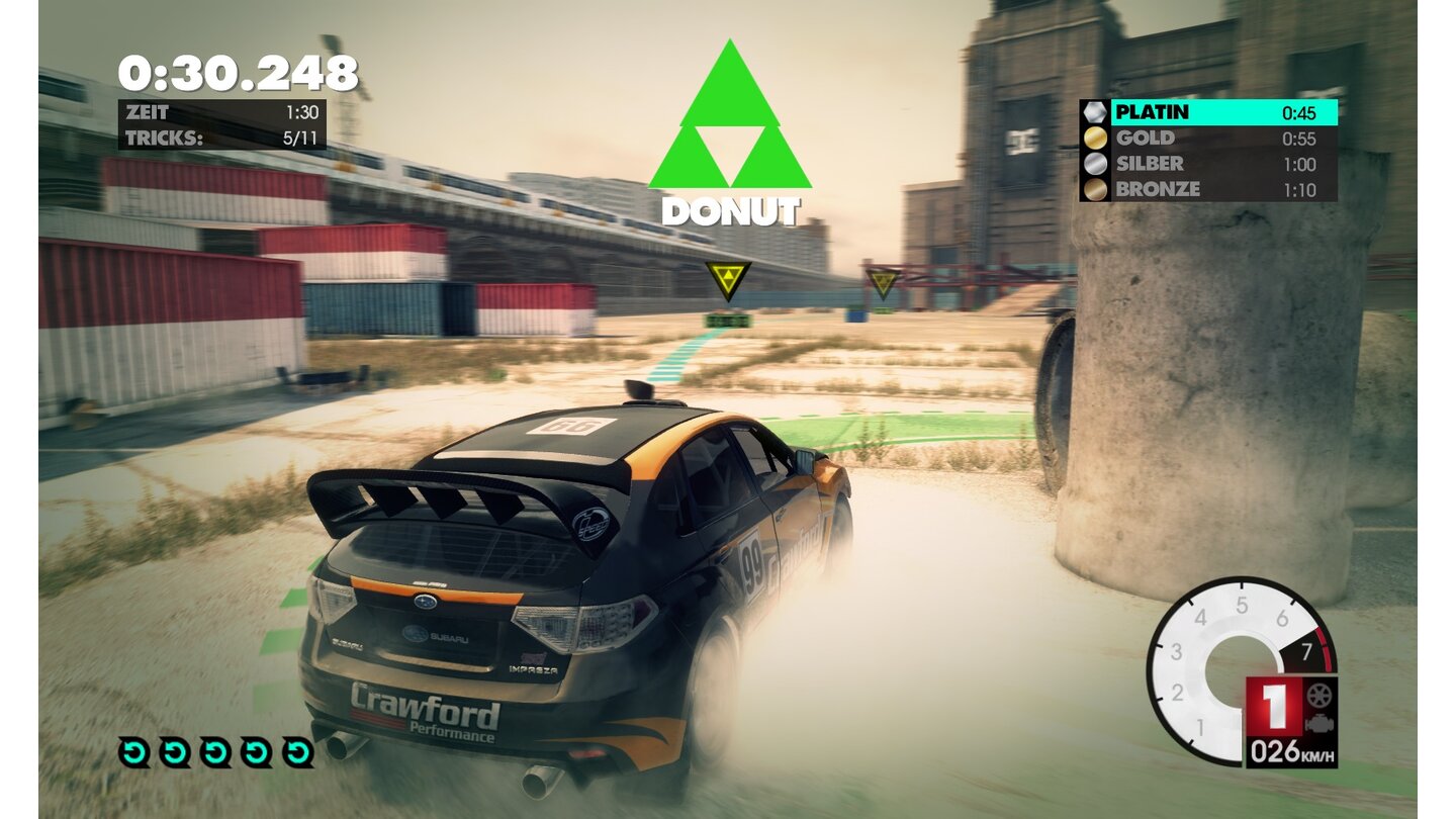 DiRT 3Die Gymkhana-Stunts sehen nicht nur knifflig aus, sie sind es auch.