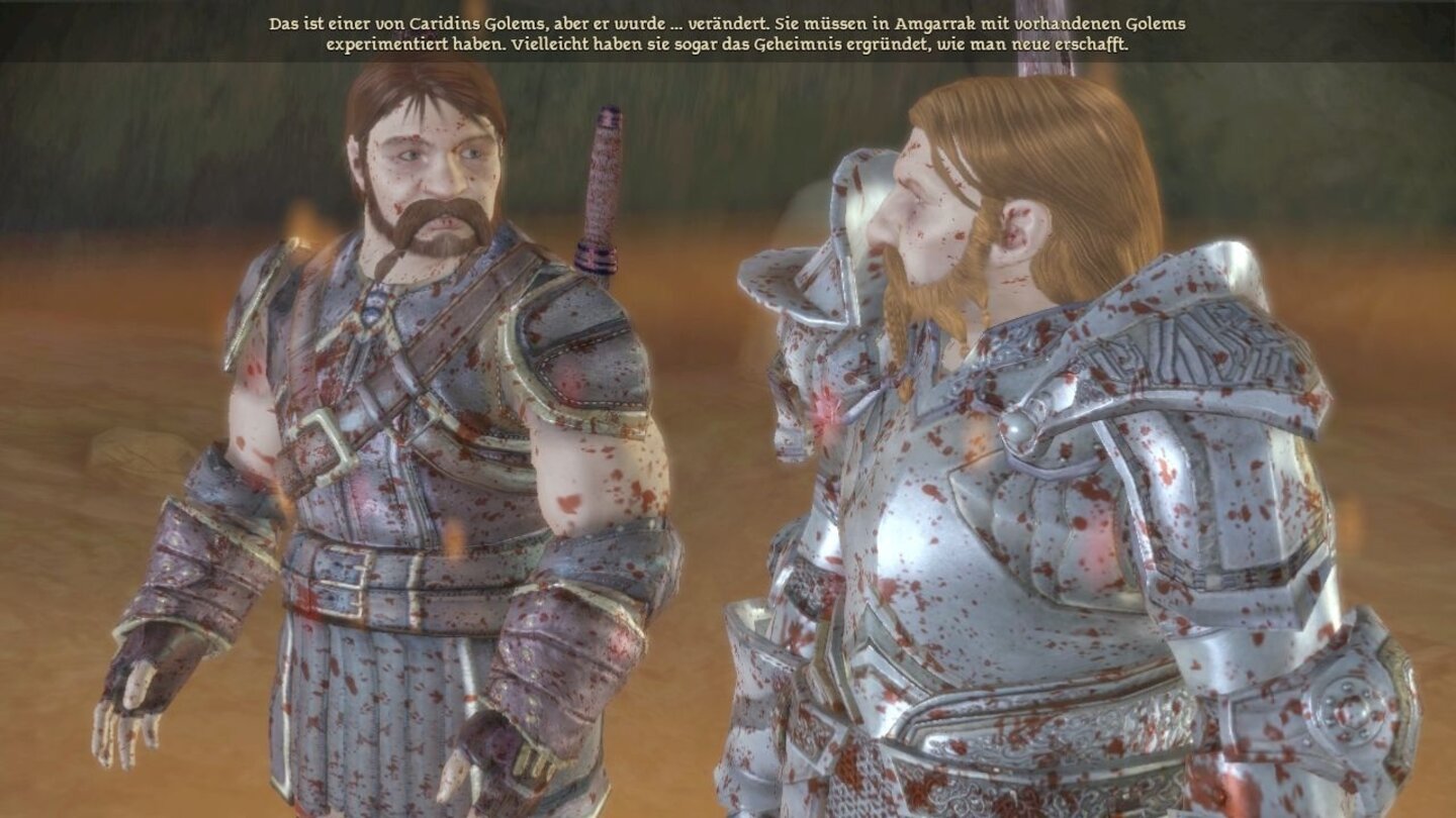 Dragon Age: Origins - Die Golems von AmgarrakVon Jerrik (links im Bild) erfahren sie die Hintergründe Ihrer Mission.